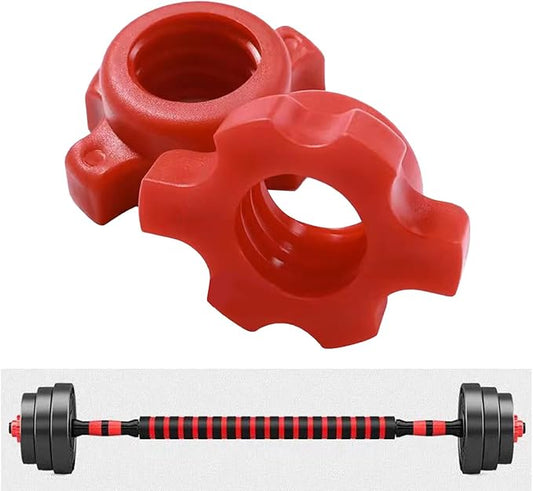 Topyond 2PCS Red Spinlock Collar Screws - Anti Slip, Stable, and Easy to Operate Dumbbell Accessories for Weightlifting Fitness