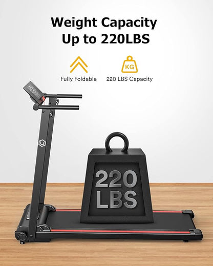 UREVO Folding Treadmill, 2.25HP Treadmills for Home with 12 HIIT Modes, Compact Mini Treadmill for Home Office, Space Saving Small Treadmill with Large Running Area, LCD Display, Easy to Fold