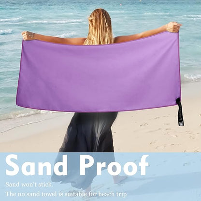 Microfiber Travel Towel, Soft Lightweight Quick Dry Towel, Super Absorbent Compact Travel & Sports & Beach Towels for Camping, Backpack, Gym, Swimming, Yoga, Hiking (XS:12"×24" -Purple)