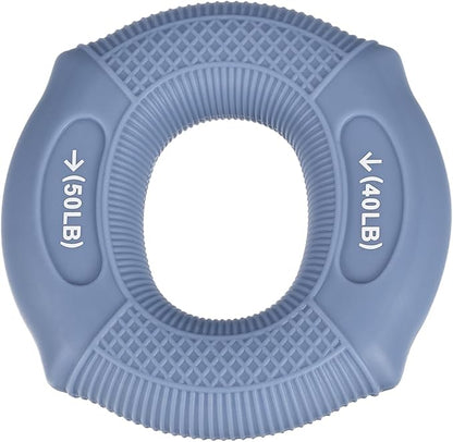 uxcell Hand Grip Strength Trainer, 3" 40-50 Lbs Silicone Rings Finger Forearms Exercise Grip Squeezer for Athletes Workout, Rock Climbing, Light Blue