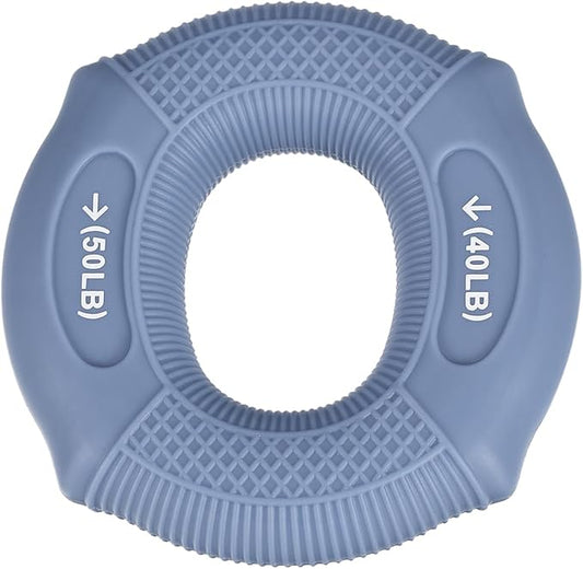 uxcell Hand Grip Strength Trainer, 3" 40-50 Lbs Silicone Rings Finger Forearms Exercise Grip Squeezer for Athletes Workout, Rock Climbing, Light Blue