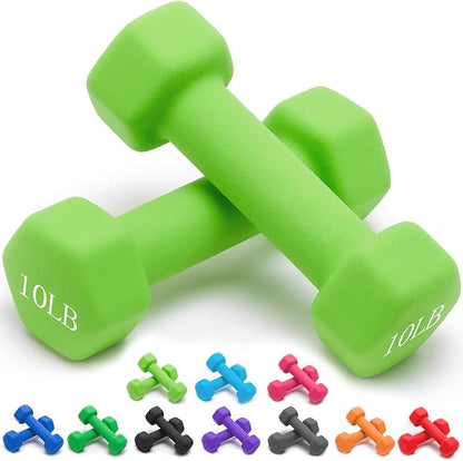 Portzon 10 Colors Options Compatible with Set of 2 Neoprene Dumbbell,1-15 LB, Anti-Slip, Anti-roll, Hex Shape