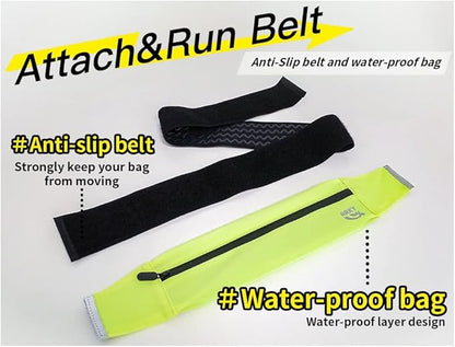 Attach&Run Belt, slim fitness belt and water-proof waist bag, night reflector for training, ARKY