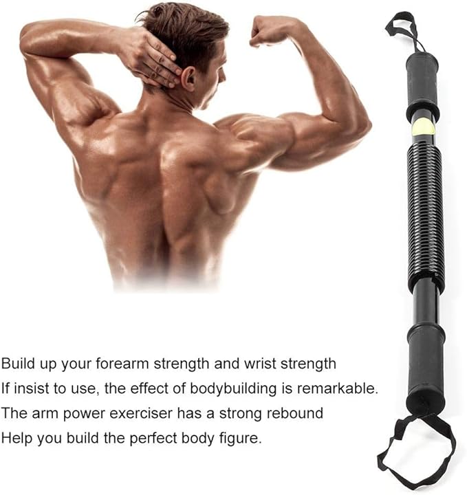 Canyita Python Power Exerciser Bar - Shoulder Builder Spring Exercise Bar, Chest and Bicep Blaster Flexible Strength Rod Exerciser Hand Gripper, Bicep and Arm Strengthening Workout Equipment