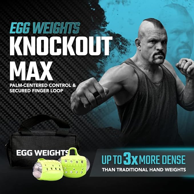 Egg Weights Knockout Max 5.0 lbs Set Bismuth Hand Weights with Anti-Slip Silicone Rubber Finger Loop for Shadowboxing, Kickboxing for Men and Women - 2 Eggs, 2.5 lbs Each + Free E-Book Workout Guide