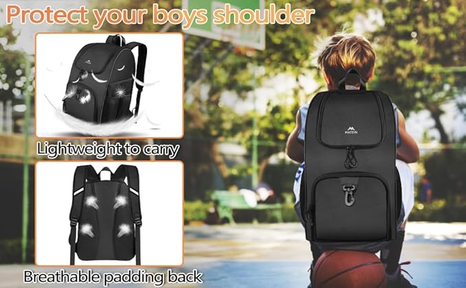 MATEIN Basketball Bag, Sturdy Soccer Bag with Ball Holder & Shoe Compartment, Large Basketball Backpack for Training Equipment, Water Resistant Sports Ball Bags Fits Volleyball Football, Colorful