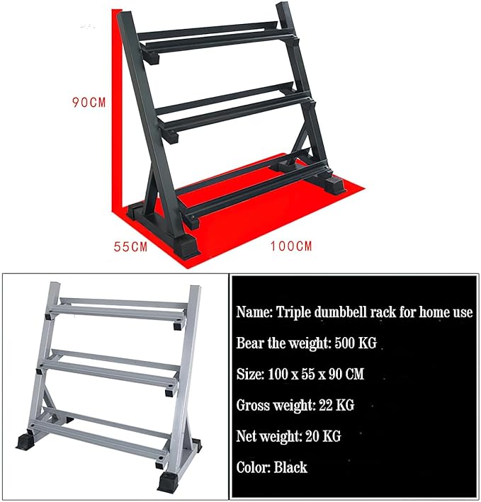 Dumbbell Rack, 3 Tier Dumbell Stand, Heavy Duty 1000lb Capacity