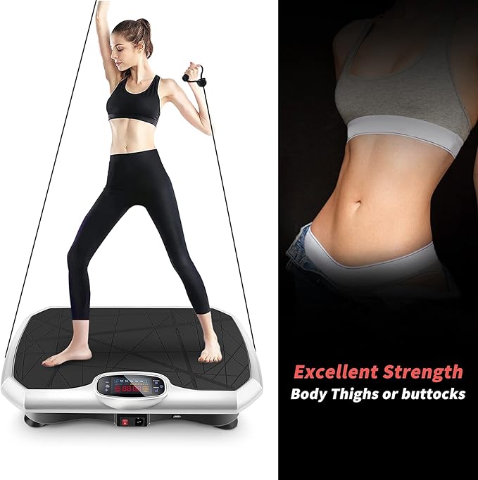 Vibration Plate Exercise Machine - Whole Body Power Shake Vibration Platform w/Loop Bands- Home Fitness Training Gym Workout Equipment for Weight Loss,Shaping,Toning & Wellness, 120 Levels