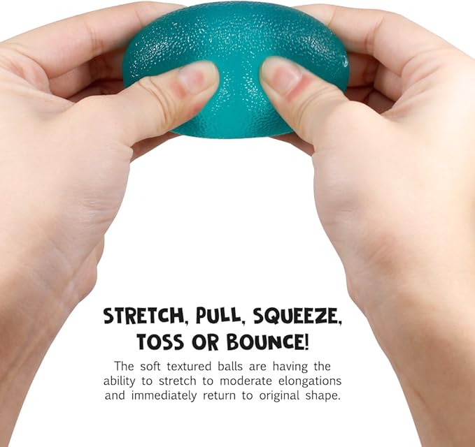 SourceTon Fidgets Stress Relief Ball, Egg-Shape Hand, Finger Grip Strengthening Therapy Stress Balls, Great Physical Rehabilitation & Grip Strengthener, Pack of 5 Squeeze Balls