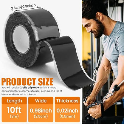 Silicone Rubber Grip Wrap for Tool Handles, 2 Rolls Waterproof Rubber Wrap for Pull Up Bars, Barbells, Dumbbells, Tool Handles, Fitness and Sports Equipment