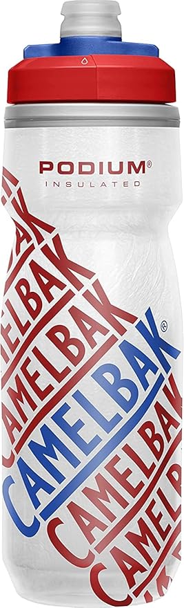 CamelBak Podium Chill Insulated Bike Water Bottle - Easy Squeeze Bottle - Fits Most Bike Cages - 21oz, Race Edition - Red