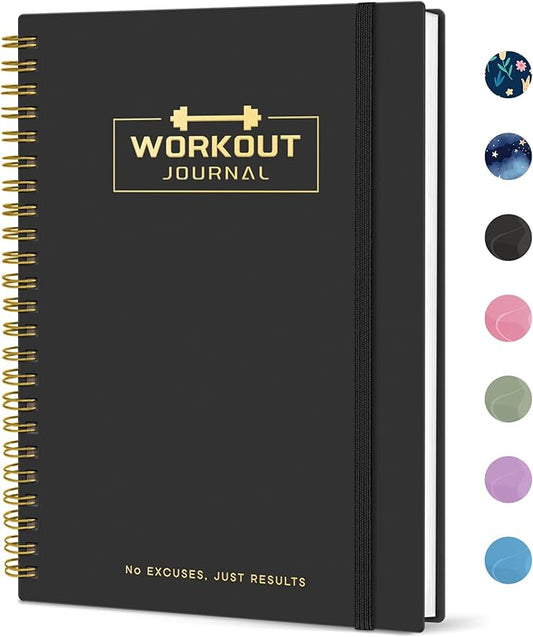 Fitness Workout Journal for Women & Men, A5(5.5" x 8.2") Workout Log Book Planner for Tracking, Progress, and Achieving Your Wellness Goals - Black(New)