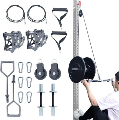 Pulley System Gym Power Rack Attachments Smith Machine Attachments Cable Pulley Attachments for Gym Home Cable Crossover Bench Press Deep Squat for 1" 2" Olympic Barbell 2" Weight Plate