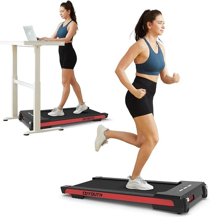 GOYOUTH 2 in 1 Under Desk Electric Treadmill Motorized Exercise Machine with Wireless Speaker, Remote Control and LED Display, Walking Jogging Machine for Home/Office Use