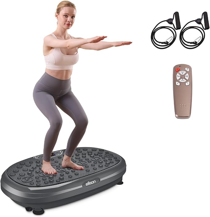 EILISON FitMax 3D XL Vibration Plate Exercise Machine - Whole Body Workout Vibration Platform w/Loop Bands - Lymphatic Drainage Machine for Weight Loss, Shaping, Wellness, Recovery