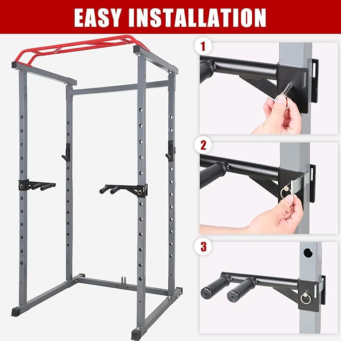 SYL Fitness Dip Bar Attachments for 2" x 2" or 3" x 3" Power Rack - Narrow & Wide Dips Double Handles (Patent Pending)