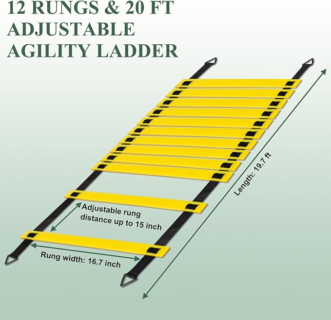 Soccer Training Equipment Set 20 Feet 12 Rungs 5 Resistance