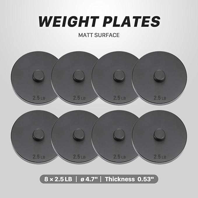 Northdeer 2.0 Upgraded Adjustable Steel Dumbbells Plates, Diameter 4.7 inches, Thickness 0.6 inches, Compatible with Version 1.0 Dumbbell Set(2.5lbsx8)