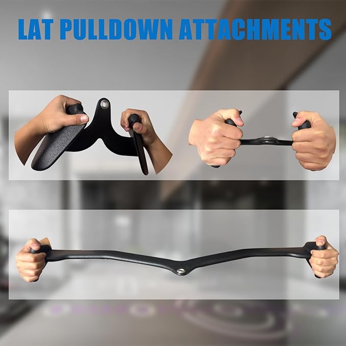 LAT Pulldown Attachments, LAT Bar Cable Machine Attachment,T-bar V-bar, LAT Pull Down Bars, Back Tricep Bar Strength Training Handle for Home Gym Fitness (Style 02)