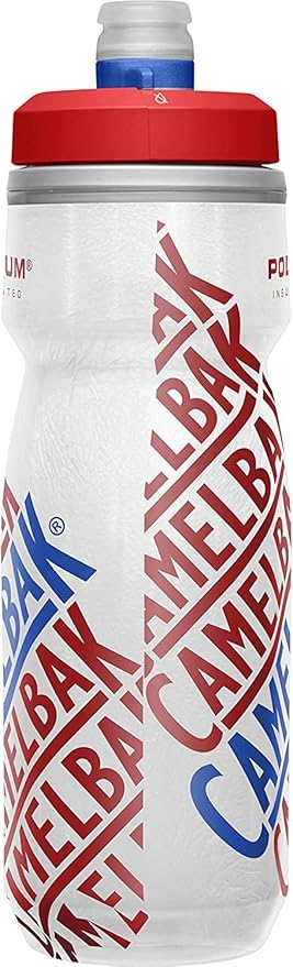 CamelBak Podium Chill Insulated Bike Water Bottle - Easy Squeeze Bottle - Fits Most Bike Cages - 21oz, Race Edition - Red