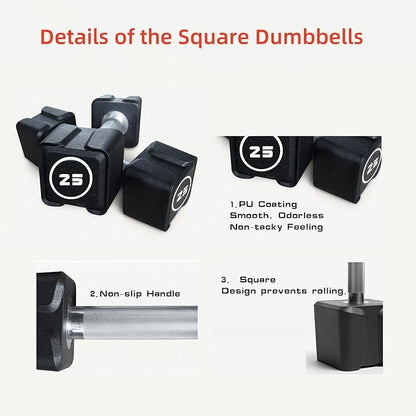 Cast Iron Dumbbells, (5.5LB-22LB) In Pair /(30LB/55LB) Single, Fixed Dumbbell Weights With Pu Coating and Anti-Slip Grip, No Odor