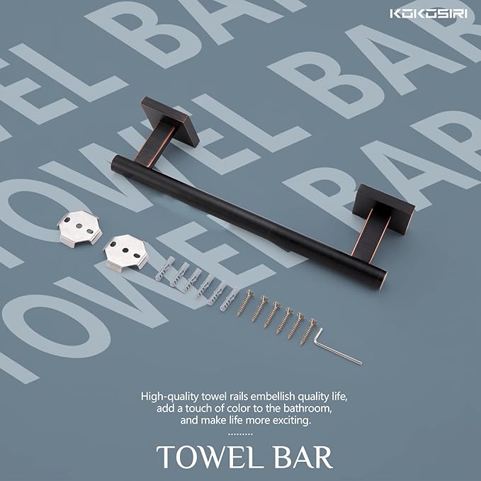 KOKOSIRI Bathroom Towel Bars 12 Inch Towel Ring Oil Rubbed Bronze 30CM Hand Towel Holder for Bath Kitchen Wall Stainless Steel B4005ORB-L12