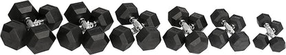 Signature Fitness Premium Rubber Coated Hex Dumbbell Weight Set