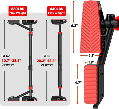 ONETWOFIT Pull Up Bar For Doorway, Pull-Up Bars Door Frame No Screw Adjustable Width, Non-Slip Strength Training Chin Up Bar Max Load 880lbs For Home Gym Upper Body Pull Ups Workout