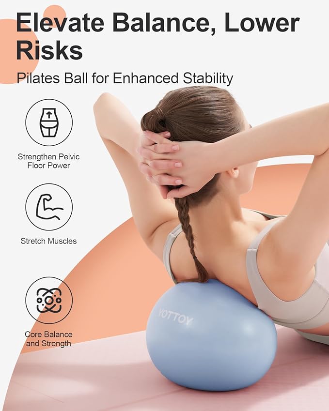 Pilates Ball, 10-inch Exercise Ball with Anti-Burst Technology for Stability, Stability Ball for Yoga, Pilates, Physical Therapy, Home Gym and Office Fitness Equipment