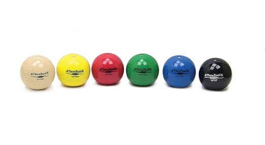 THERABAND Soft Weight, 4.5" Diameter, Weighted Balls for Baseball, Weighted Balls for Softball, Hand Held Ball Shaped Isotonic, Shoulder Strength, Rotator Cuff & Throwing Trainer, Assorted Set of 6