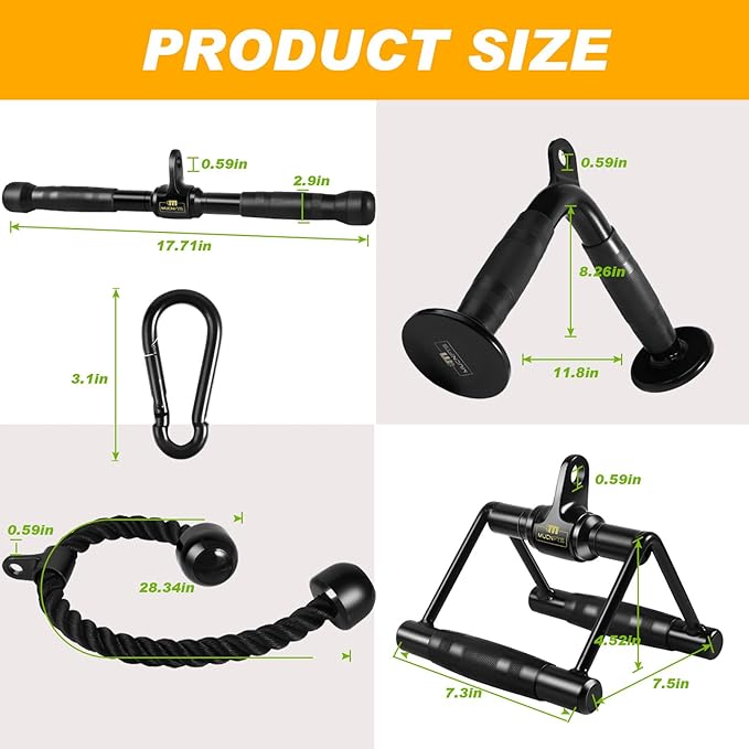 Cable Machine Accessories for Home Gym, LAT Pulldown Attachments, Durable and Reliable Weight Fitness Gym Accessories, Tricep Pull Down Attachment for Gym Equipment