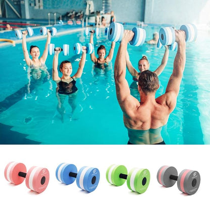 Aquatic Dumbells, 2PCS Water Aerobic Exercise Foam Dumbbell Pool Resistance,Water Aqua Fitness Barbells Hand Bar Exercises Equipment for Weight Loss