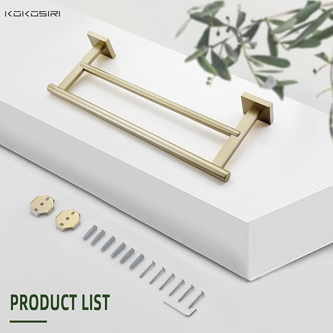 KOKOSIRI Hand Towel Bar Bathroom Towel Holder Rack for Bath Cabinet Towel Rails 16 Inch Brushed Gold Stainless Steel B5005BG-L16