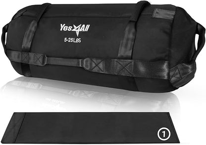 Yes4All Sandbags for Working Out, Adjustable Sand Bags for Weight Training with Handles, Multiple Colors & Sizes 5-200lbs