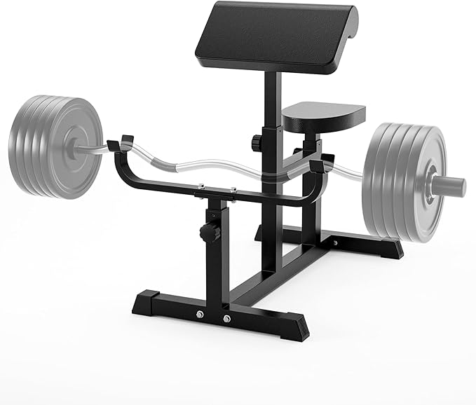 Uboway Preacher Curl Bench, Curl Bench for Weight Lifting, Preacher Curl Pad with Adjustble Height, Isolated Barbell Dumbbell Biceps Station, Roman Chair for Upper Limb Muscle for Home Gym