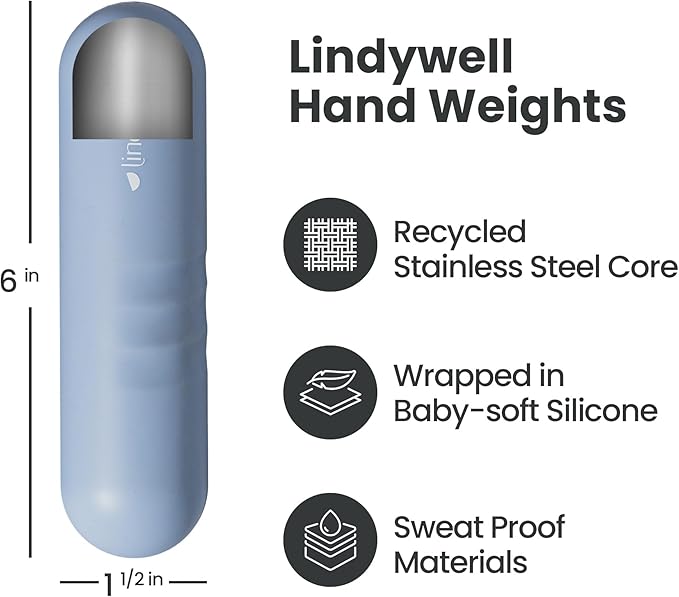 Lindywell Soft Grip Hand Weights, 2.2lb Set of 2 - Hand Weights For Women & Men, Fine-Toning, Pilates, Physical Therapy, Travel-Comfortable, Durable Fitness Equipment For Full-Body Workout & Strength