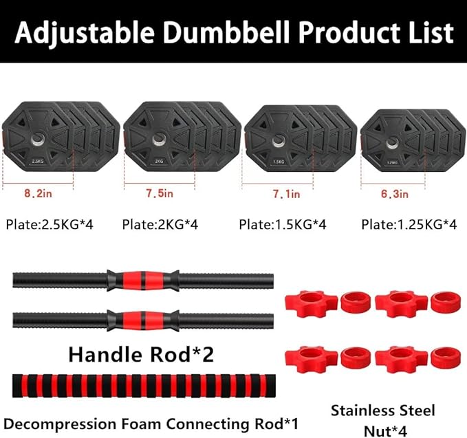 Adjustable Weights Dumbbells Set, 20/30/40/60/80lbs Non-Rolling Adjustable Dumbbell Set, Free Weights Dumbbells Set Hexagon, Weights Set for Home Gym