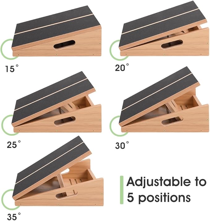 Wooden Slant Board/Calf Incline Board - Calf Stretcher with Anti-Slip Surface, Foldable and Portable Calf Stretch Wedge Board for Plantar Fasciitis Exercise