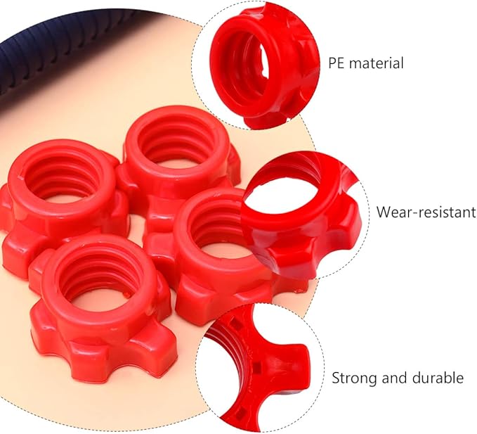 BESPORTBLE Dumbbell Bar Nut Barbell Screw, Barbell Fixing Nut Accessories Home Fitness Equipment Screw Clip Accessories 4Pcs (Red)