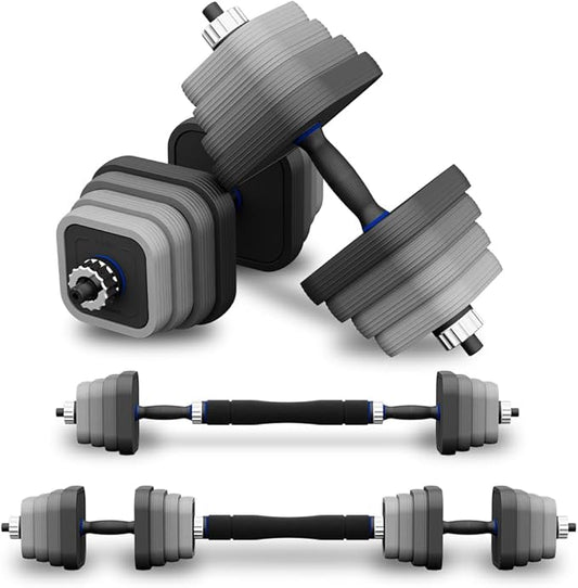 EVERYMILE Adjustable Dumbbells Sets, 20/30/40/50/60/80lbs Non-Rolling Free Weights Dumbbells with Connector, Convertible To Barbell, Home Gym Fitness Workout Equipment for Men Women