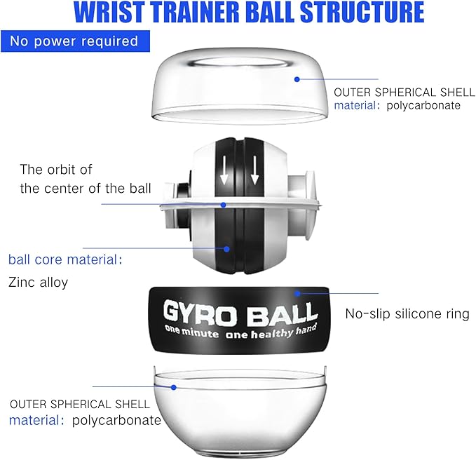 4 Pcs Wrist Trainer Ball Auto Start Hand Gyro Ball Wrist Strengthener Self Starting Forearm Exerciser with Bag and Strap for Strengthening Arms Fingers Wrist Training