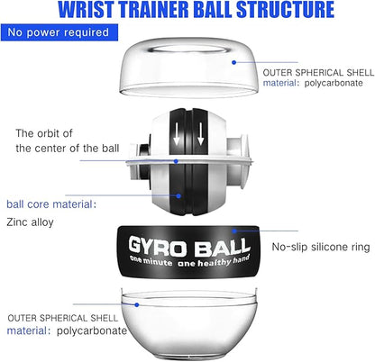 4 Pcs Wrist Trainer Ball Auto Start Hand Gyro Ball Wrist Strengthener Self Starting Forearm Exerciser with Bag and Strap for Strengthening Arms Fingers Wrist Training