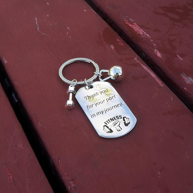 Fitness Keychain Featuring Dumbbell and Kettlebell with Uplifting