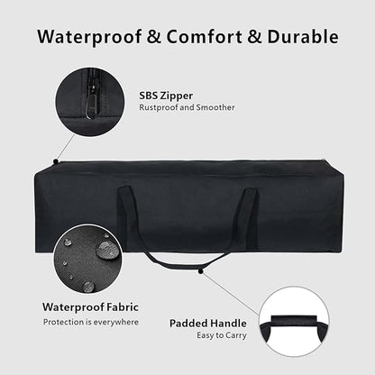 TOPDesign 3-Pack 46 Inch Extra Large Zippered Duffel Bag for Travel Camping Sports Equipment Storage, Waterproof Foldable Luggage Bag with Padded Handles (Black)