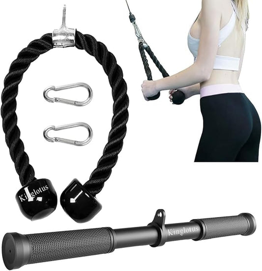 Cable Machine Attachment Straight Bar Tricep Rope Double