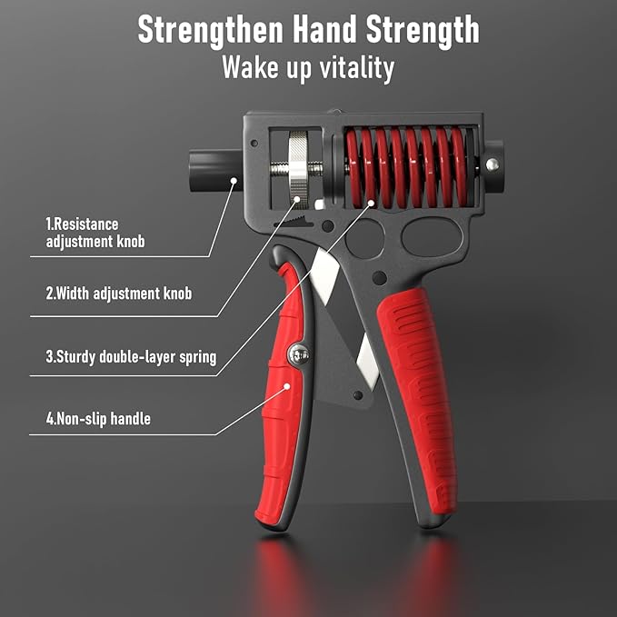 Hand Grip Strengthener, Hand Gripper with Adjustable Resistance 10-220LBS Forearm Exerciser, Non-Slip Gripper, Grip Strength Trainer Workout Equipment for Injury Recover and Finger Strength