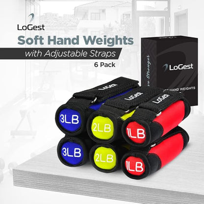 LoGest Soft Hand Weights with Adjustable Straps - Comes in 1LB Weights 2LB or 3LB 4LB - Comfortable Secure Weighted Neoprene Dumbbells with Straps for Walking Running Cardio Workout Physical Therapy