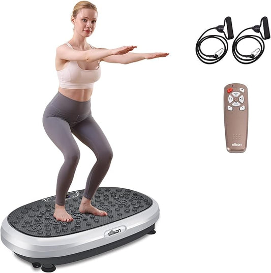 EILISON FitMax 3D XL Vibration Plate Exercise Machine - Whole Body Workout Vibration Platform w/Loop Bands - Lymphatic Drainage Machine for Weight Loss, Shaping, Wellness, Recovery