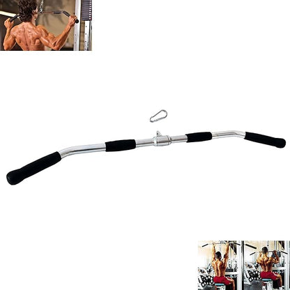 Lat Bar Cable Machine Attachment Curl Pulldown Bar Barbell Revolving Bar, Multi-Exerciser Cable Attachment Bar, Solid Steel Tricep Press Down Bar with Rubber Handgrips & Revolving Hanger