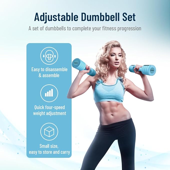 Adjustable Weight Dumbbells Set- A Pair 4lb 6lb 8lb 10lb (2lb-5lb Each) Free Weights Set for Women at Home Gym Equipment Workouts Strength Training for Teens